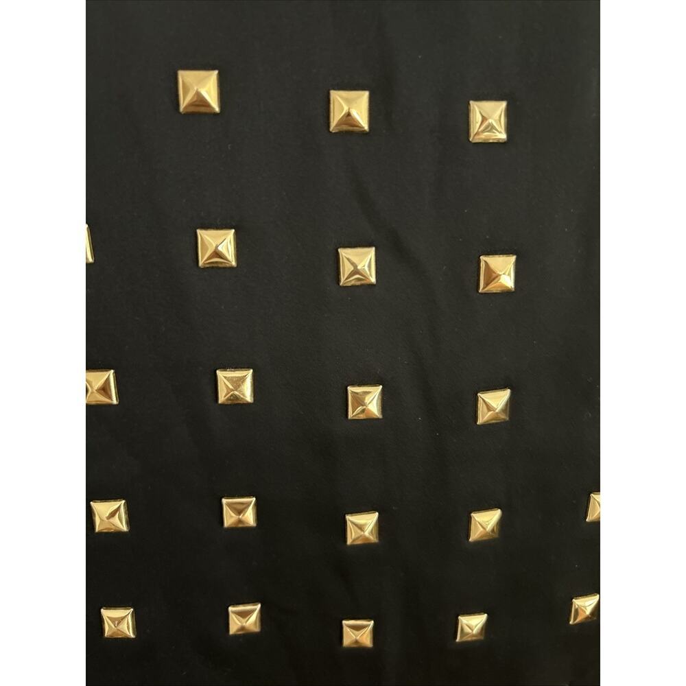 Michael Kors Womens Black Sleeveless Top Blouse Gold Studs Black Buckle Detail S - Picture 5 of 6